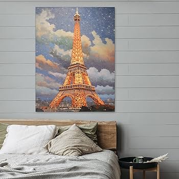 Amazon.co.jp: 絵画 パリ エッフェル塔インテリア 絵画 レトロな